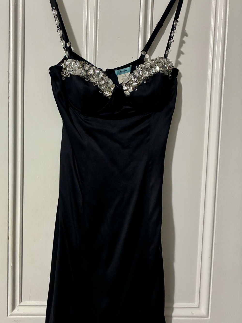 Guess by Marciano Black Strapless Slip Dress with Crystal Embellished Bust